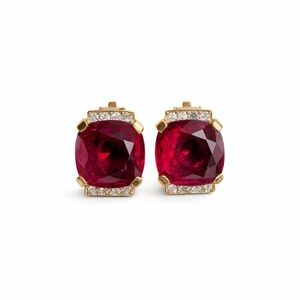 Vintage Nina Ricci Ruby Red Crystals Clip On Earrings